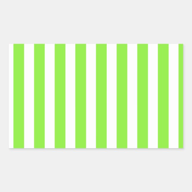 Lime green and white candy stripes rectangular sticker (Front)