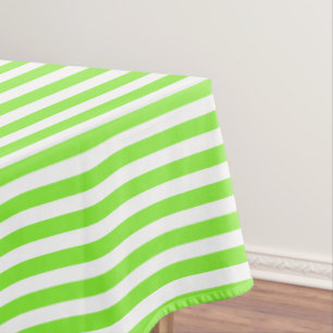 Lime green and white candy stripes tablecloth