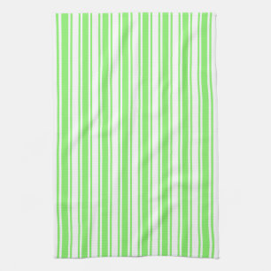 Lime green and white candy stripes tea towel