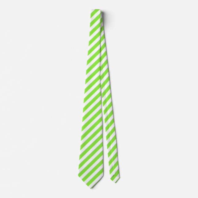 Lime green and white candy stripes tie (Front)