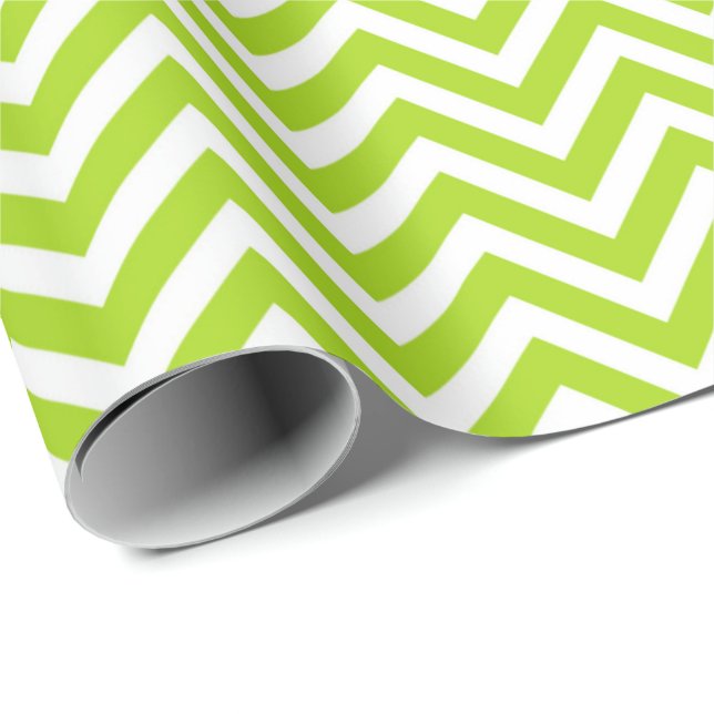 Lime Green and White Chevron Wrapping Paper (Roll Corner)