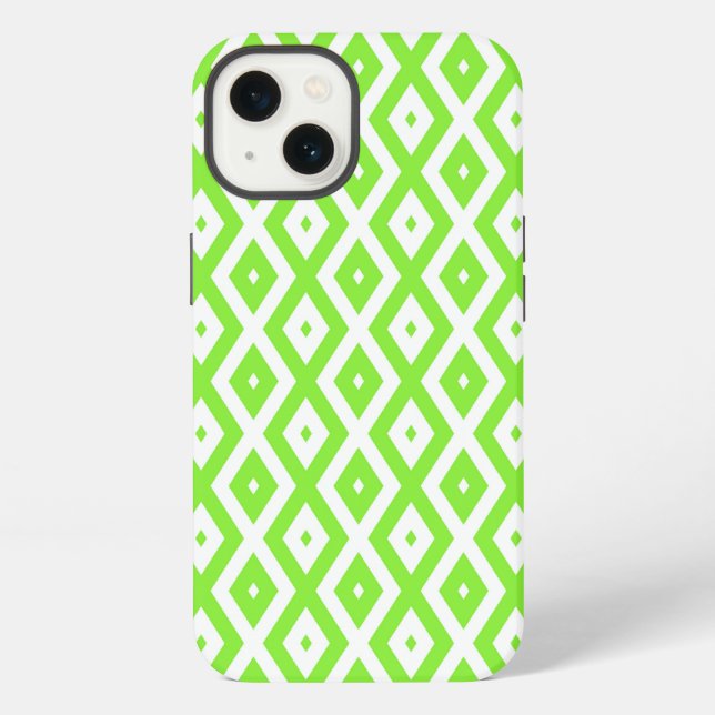 Lime green and white diamond pattern Case-Mate iPh iPhone Case (Back)