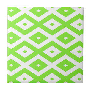 Lime green and white diamond pattern ceramic tile