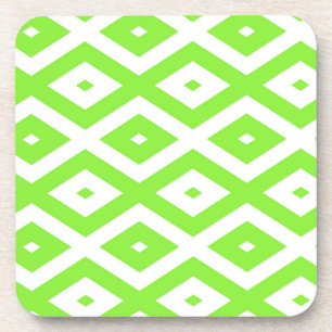 Lime green and white diamond pattern coaster