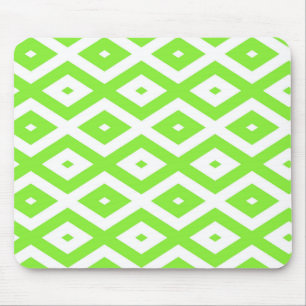 Lime green and white diamond pattern mouse pad