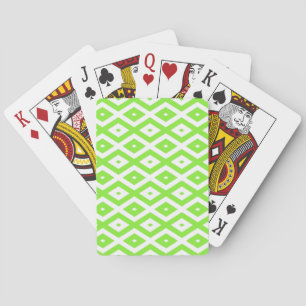 Lime green and white diamond pattern playing cards