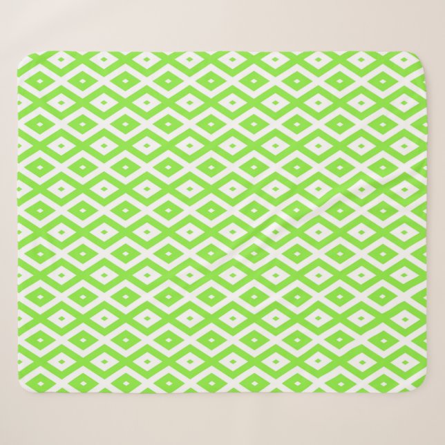 Lime green and white diamond pattern sherpa blanket (Front (Horizontal))
