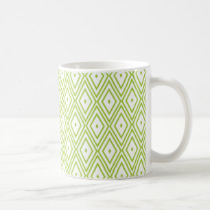 Lime Green and White Diamonds Coffee Mug