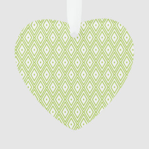 Lime Green and White Diamonds Ornament