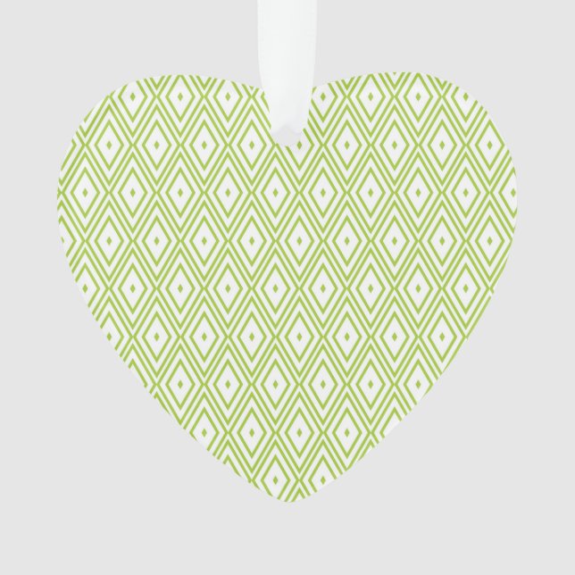 Lime Green and White Diamonds Ornament (Front)