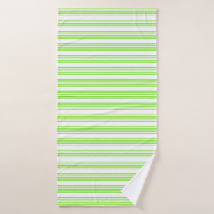 Lime green and white five stripes pattern bath towel