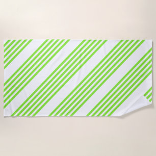 Lime green and white five stripes pattern beach towel