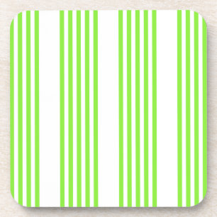 Lime green and white five stripes pattern coaster