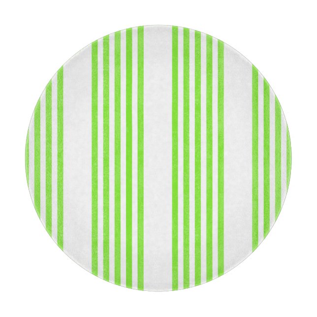 Lime green and white five stripes pattern cutting board (Front)