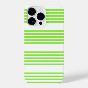 Lime green and white five stripes pattern iPhone 14 pro max case