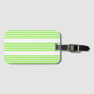 Lime green and white five stripes pattern luggage tag
