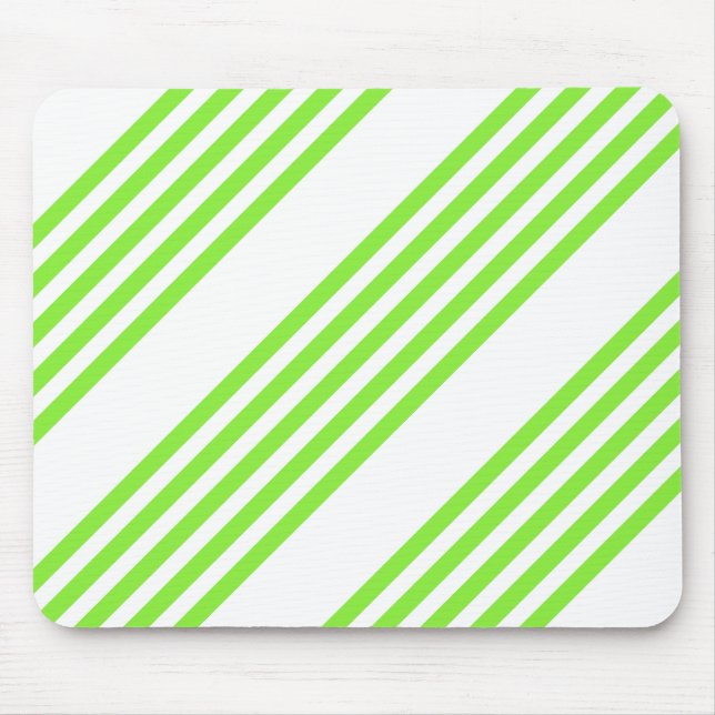 Lime green and white five stripes pattern mouse pad (Front)