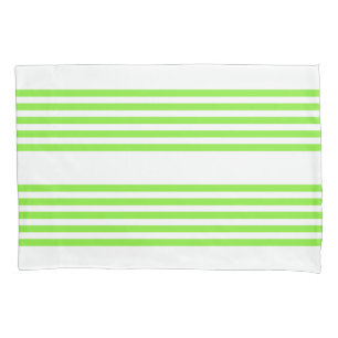 Lime green and white five stripes pattern pillowcase