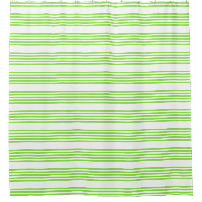 Lime green and white five stripes pattern shower curtain (Front)