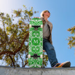 Lime Green and White Mandala  - Monogram Skateboard<br><div class="desc">Skateboard. Lime Green and White Mandala pattern with Monogram ready for you to personalise. ✔NOTE: ONLY CHANGE THE TEMPLATE AREAS NEEDED! 😀 If needed, you can remove the text and start fresh adding whatever text and font you like. 📌If you need further customisation, please click the "Click to Customise further"...</div>