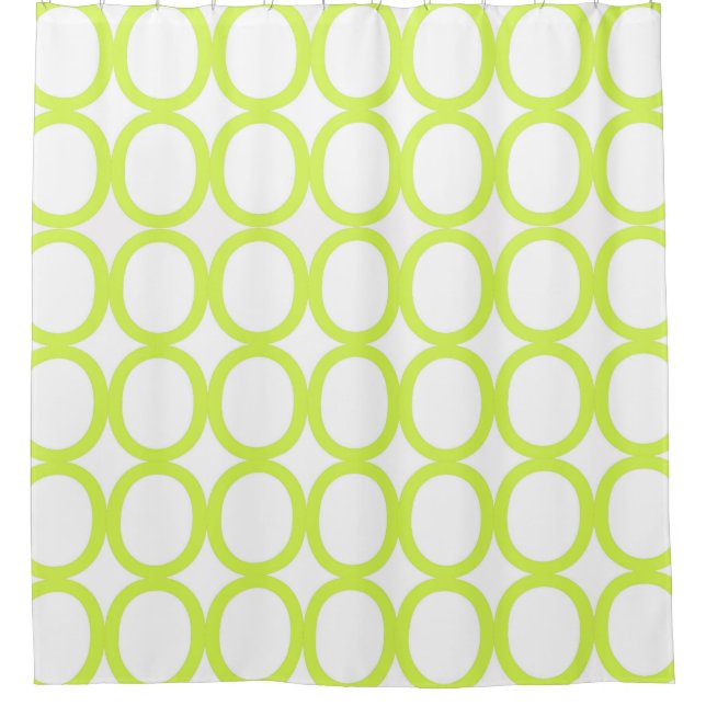 Lime Green and White O's Shower Curtain (Front)