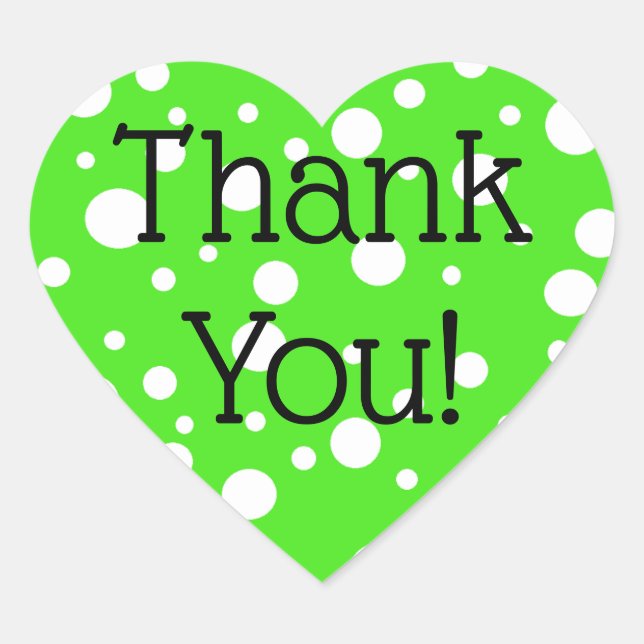 Lime Green and White Polka Dot Thank You Stickers (Front)