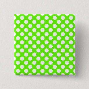 Lime Green and White Polka Dots 15 Cm Square Badge