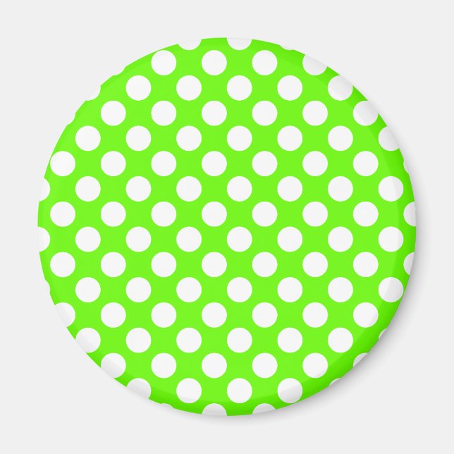 Lime Green and White Polka Dots Magnet (Front)