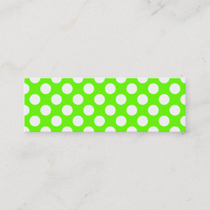 Lime Green and White Polka Dots Mini Business Card