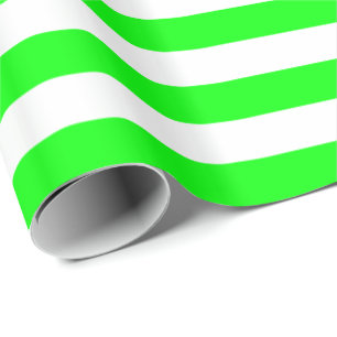 Lime Green and White Stripe Wrapping Paper
