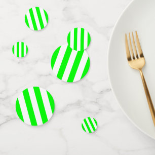 Lime Green and White Stripes Confetti