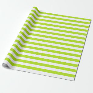 Lime Green and White Stripes Wrapping Paper
