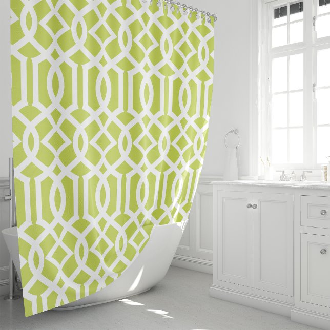 Lime Green and White Trellis Shower Curtain (Creator Uploaded)