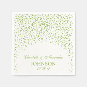 Lime green and White Wedding Confetti Pattern Napkin