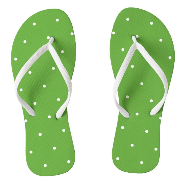 Lime Green and White with Dots Thongs (Footbed)