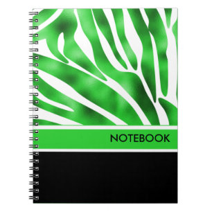Lime Green and White Zebra stripe notebook