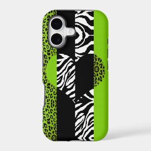 Lime Green and Zebra Animal Print Heart