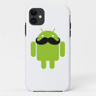 Lime Green Android Robot Moustache iPhone 11 Case