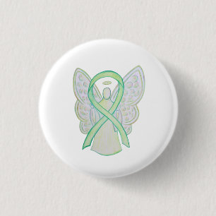 Lime Green Angel Awareness Ribbon Art Lapel Pin