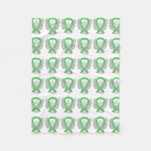 Lime Green Angel Awareness Ribbon Soft Blankets