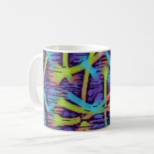 Lime green,aqua and purple abstract design coffee mug
