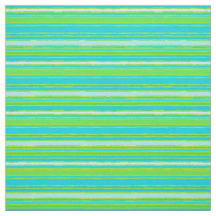 Lime Green Aqua Turquoise Blue Stripes Pattern Fabric