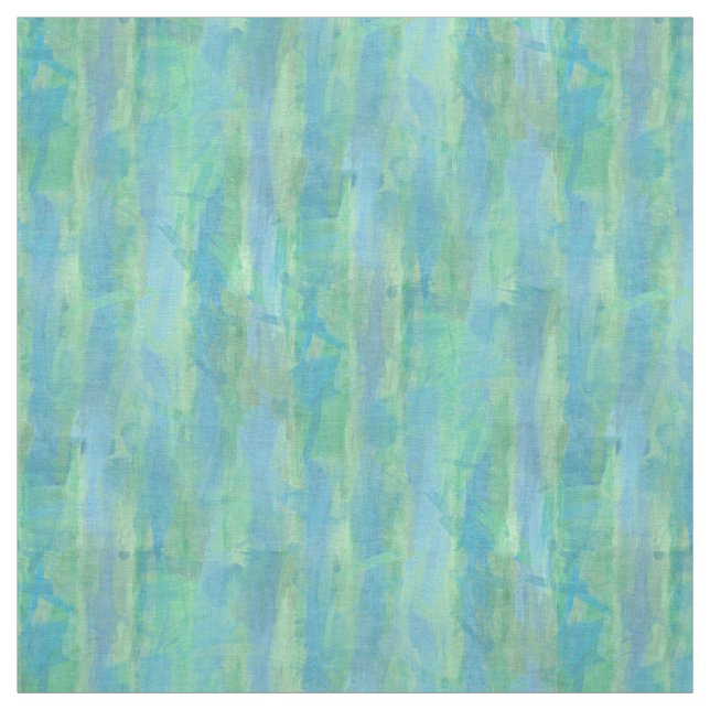 Lime Green Aqua Turquoise Blue Watercolor Pattern Fabric (Swatch)