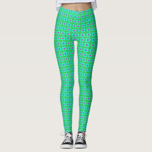 Lime Green Aqua with Small Pattern > Leggings