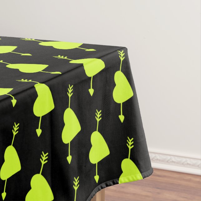 Lime Green Arrow Heart Tablecloth (In Situ)