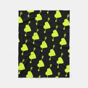 Lime Green Arrowed Heart Fleece Blanket