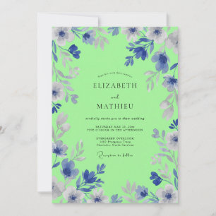 Lime Green Artistic Floral Wedding Invitation