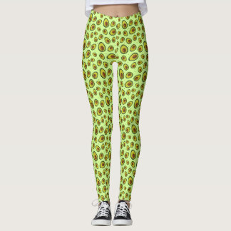 Lime Green Avocado Fruit Patterned Leggings