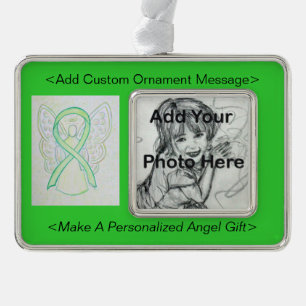 Lime Green Awareness Ribbon Angel Ornament