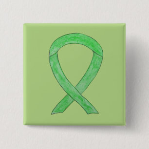 Lime Green Awareness Ribbon Art Lapel Pin